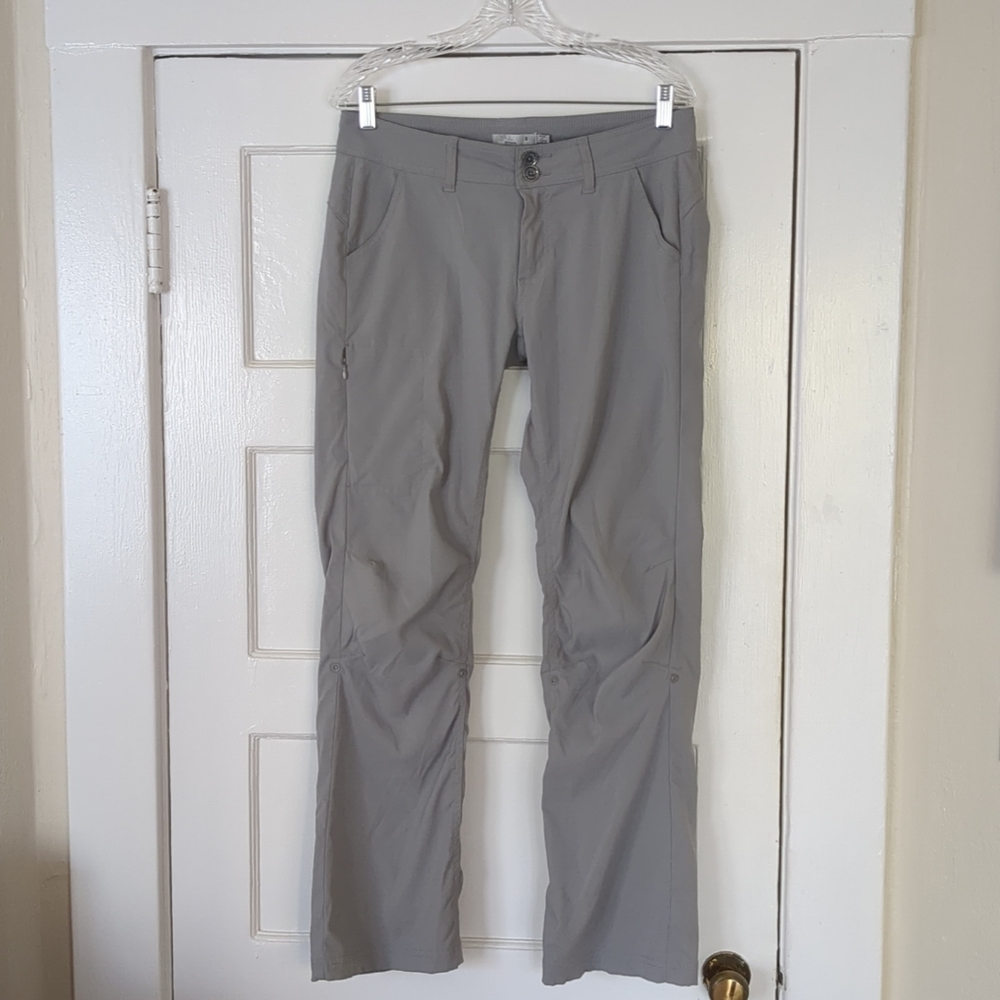 Prana Halle Roll Up Hiking Pants Size 8 32X31 Gray Mid Rise Straight Leg